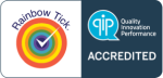 Rainbow Tick Accreditation button - links to https://rainbowhealthaustralia.org.au/rainbow-tick